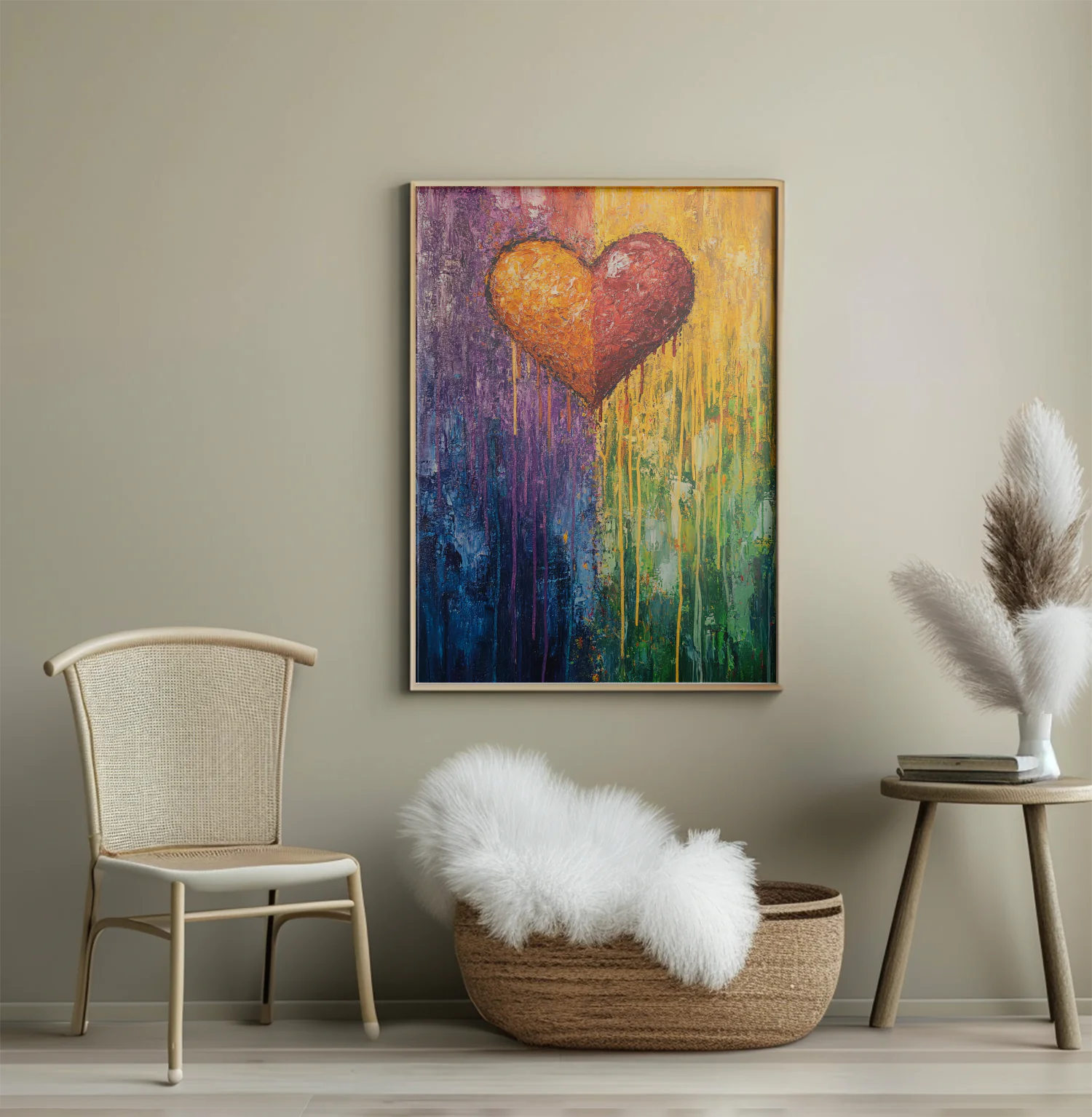 Colorful Abstract Heart Canvas Artwork for Home or Office Decor
