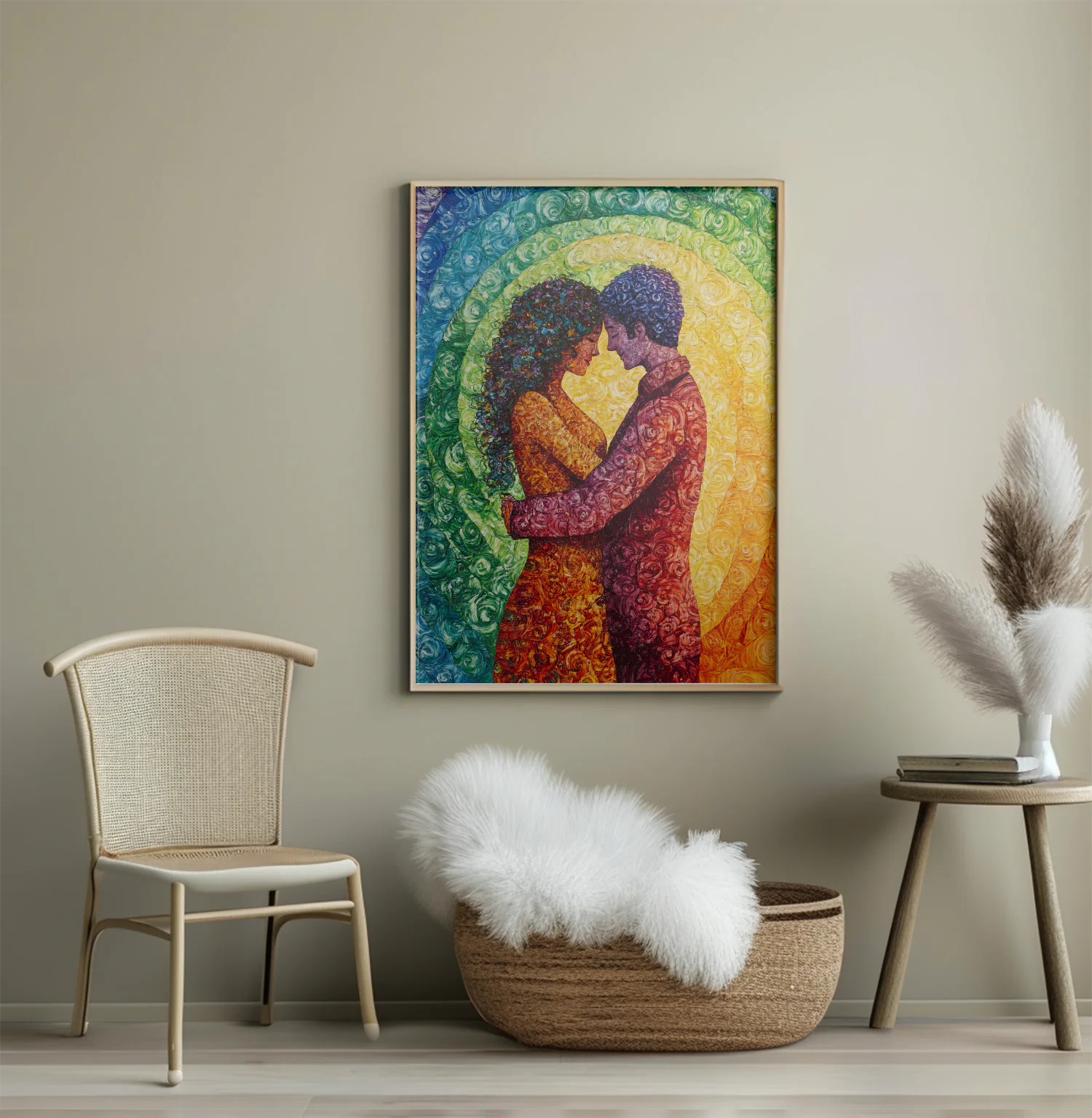 Colorful Embrace: A Luminous Celebration of Love in Abstract Art