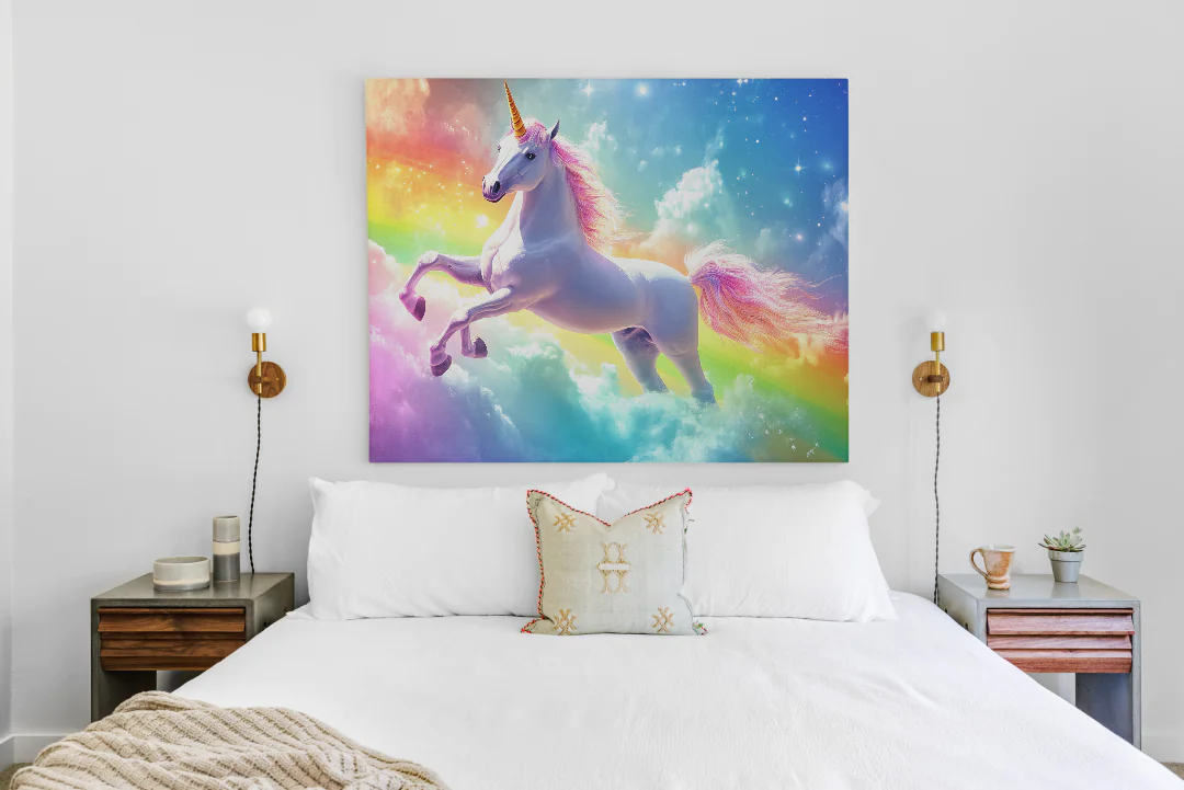 Magical Unicorn Galloping Through a Colorful Rainbow Paradise