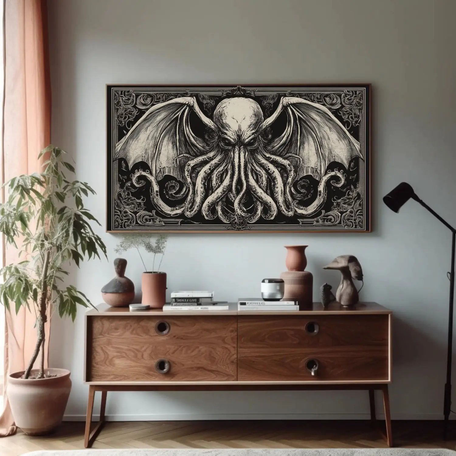Mythical Cthulhu Illustration Art Print - Dark Fantasy Wall Decor for Lovecraft Fans