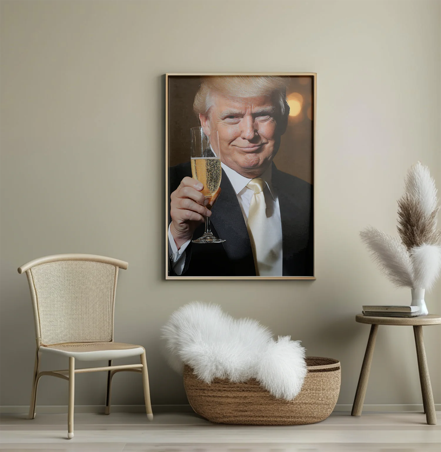 Donald Trump Celebratory Toast with Sparkling Champagne in Elegant Setting