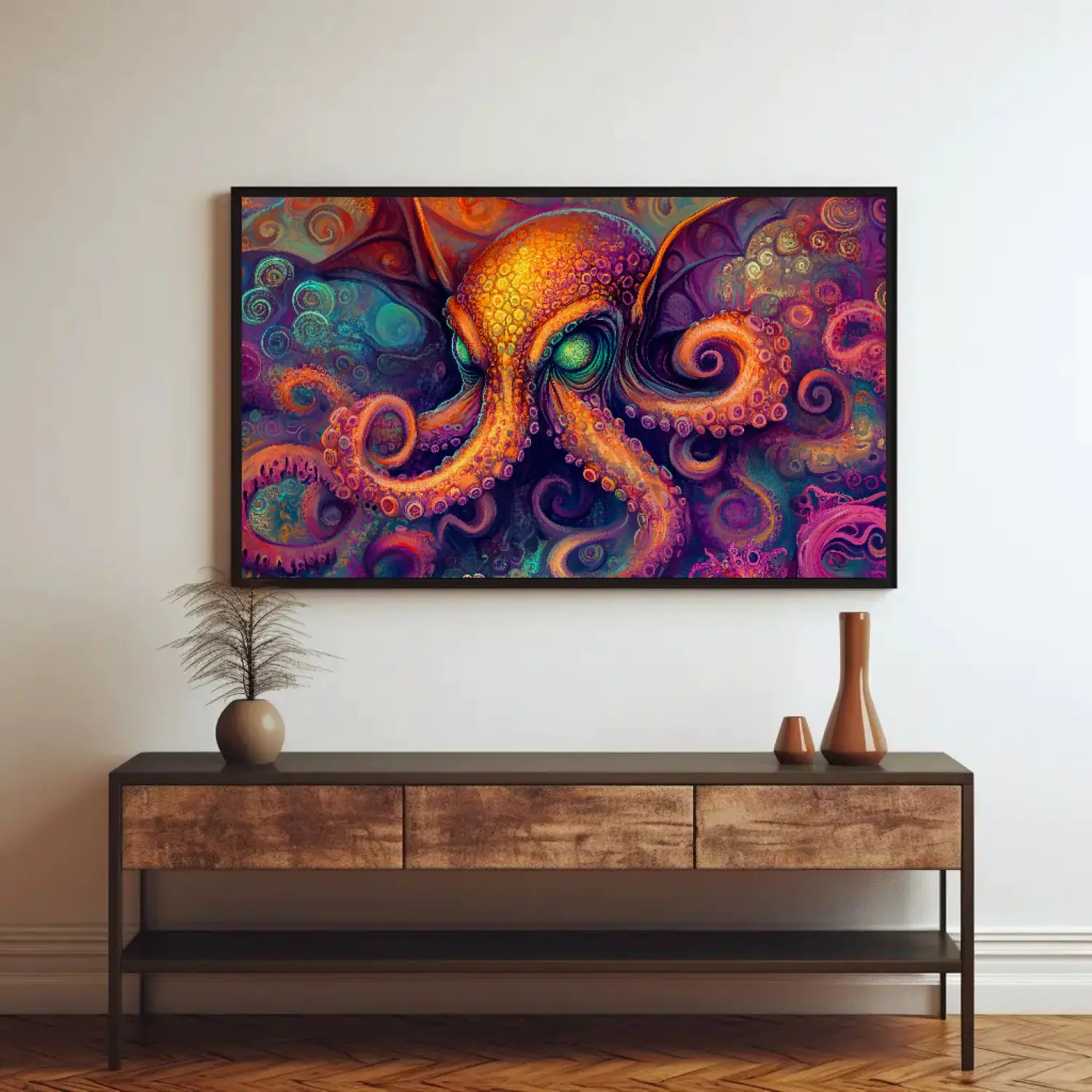 Vibrant Abstract Octopus Art Print for Home Decor and Ocean Lovers