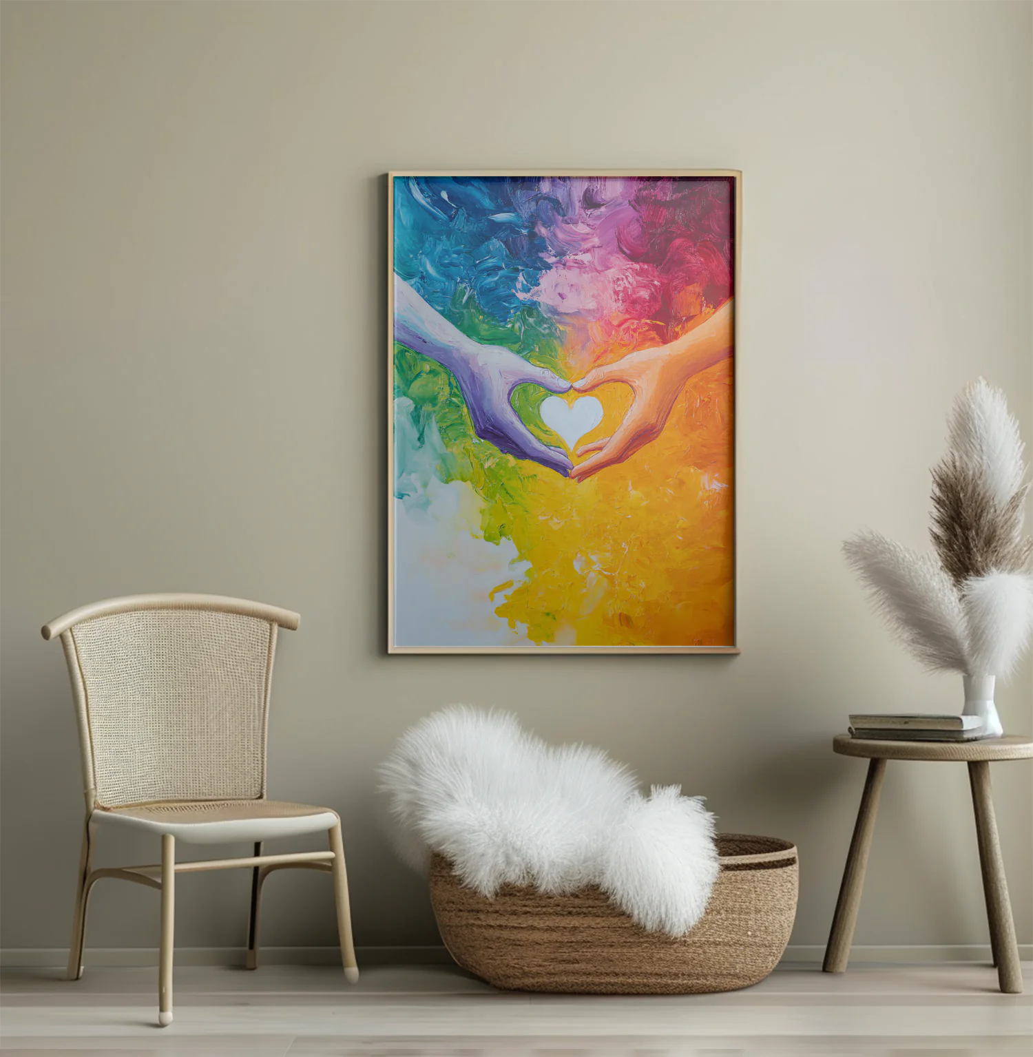 Colorful Connection: Embrace Love with Our Heart-Shaped Artful Hands Decoration