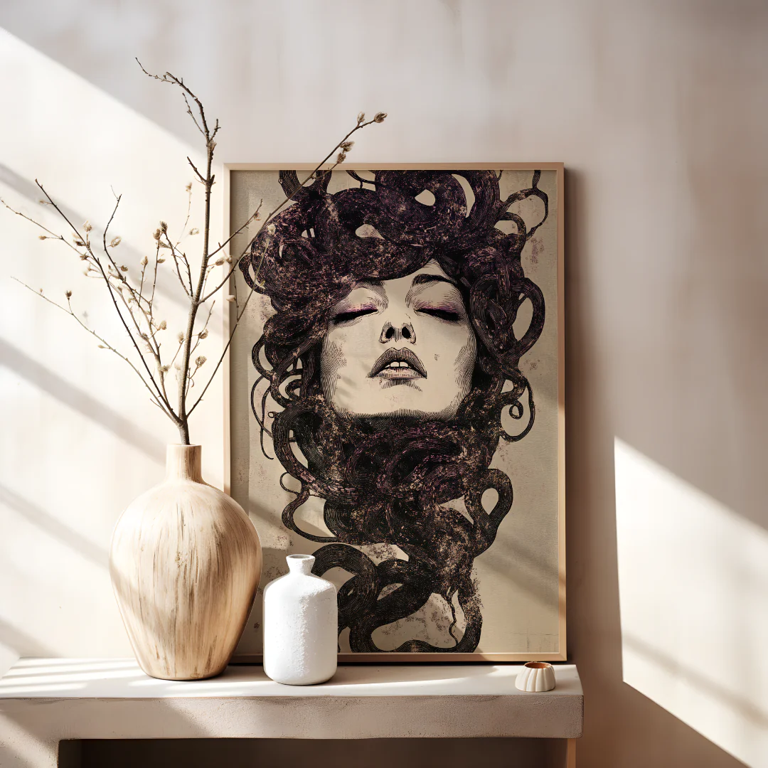 Serpent Hair Goddess Printable Wall Art for Unique Home Decor