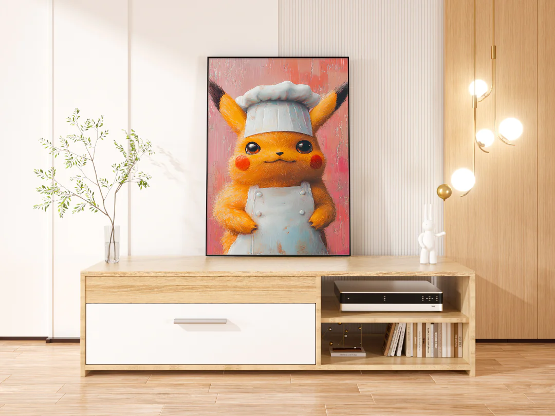 Cute Chef Pikachu Printable Wall Art 300DPI for Your Kitchen Decor