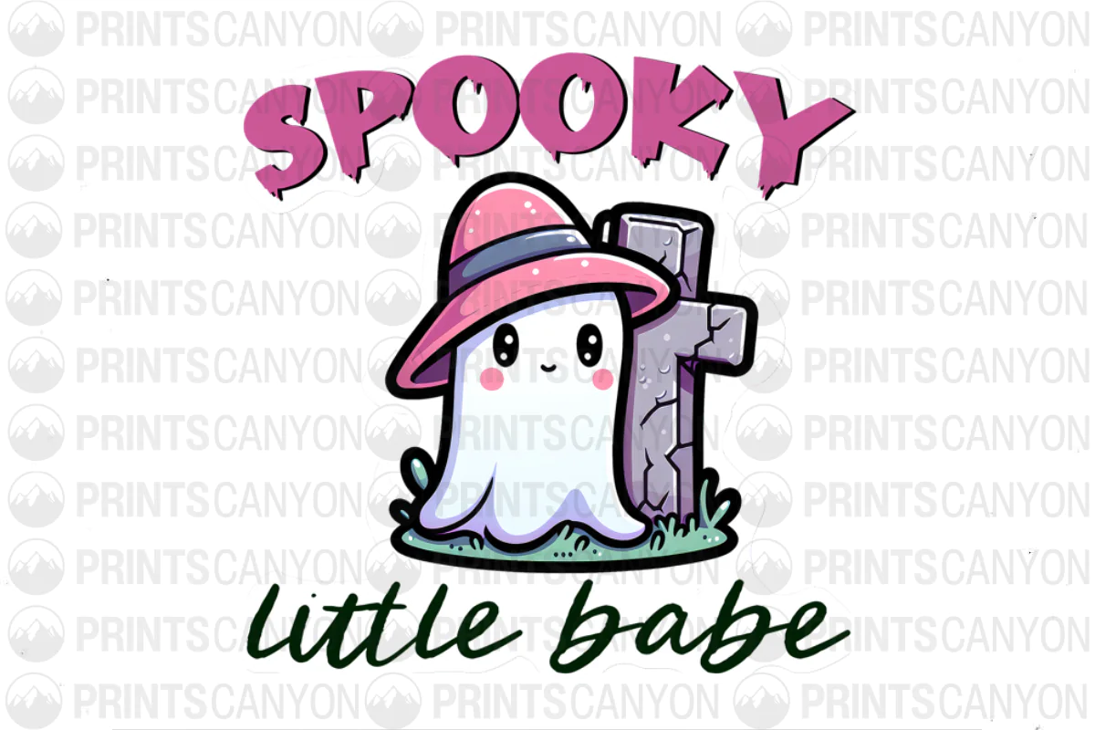 Spooky Little Babe Cute Ghost T-Shirt Graphic 300DPI Printable Design
