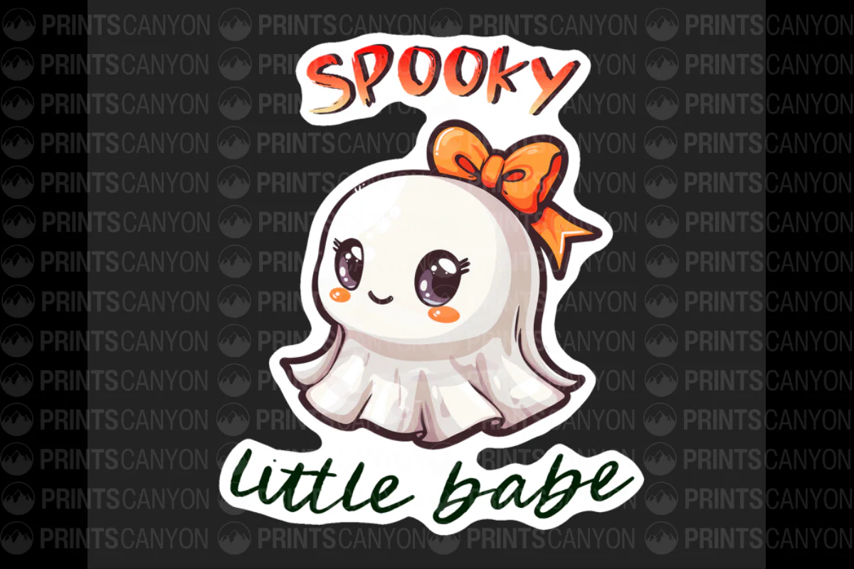 Spooky Little Babe Cute Ghost Printable Sticker Design