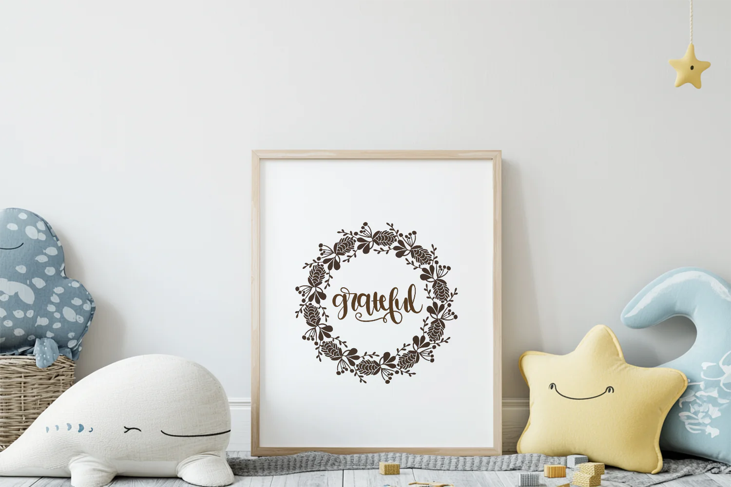 Grateful Wreath Printable Wall Art for Home Decor