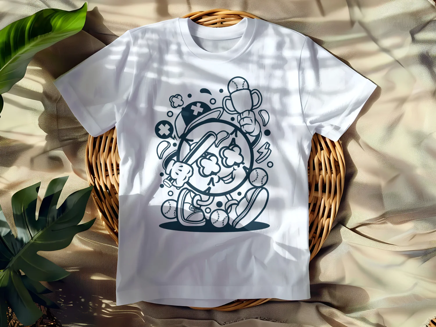 Baseball Champion Character T-Shirt Design