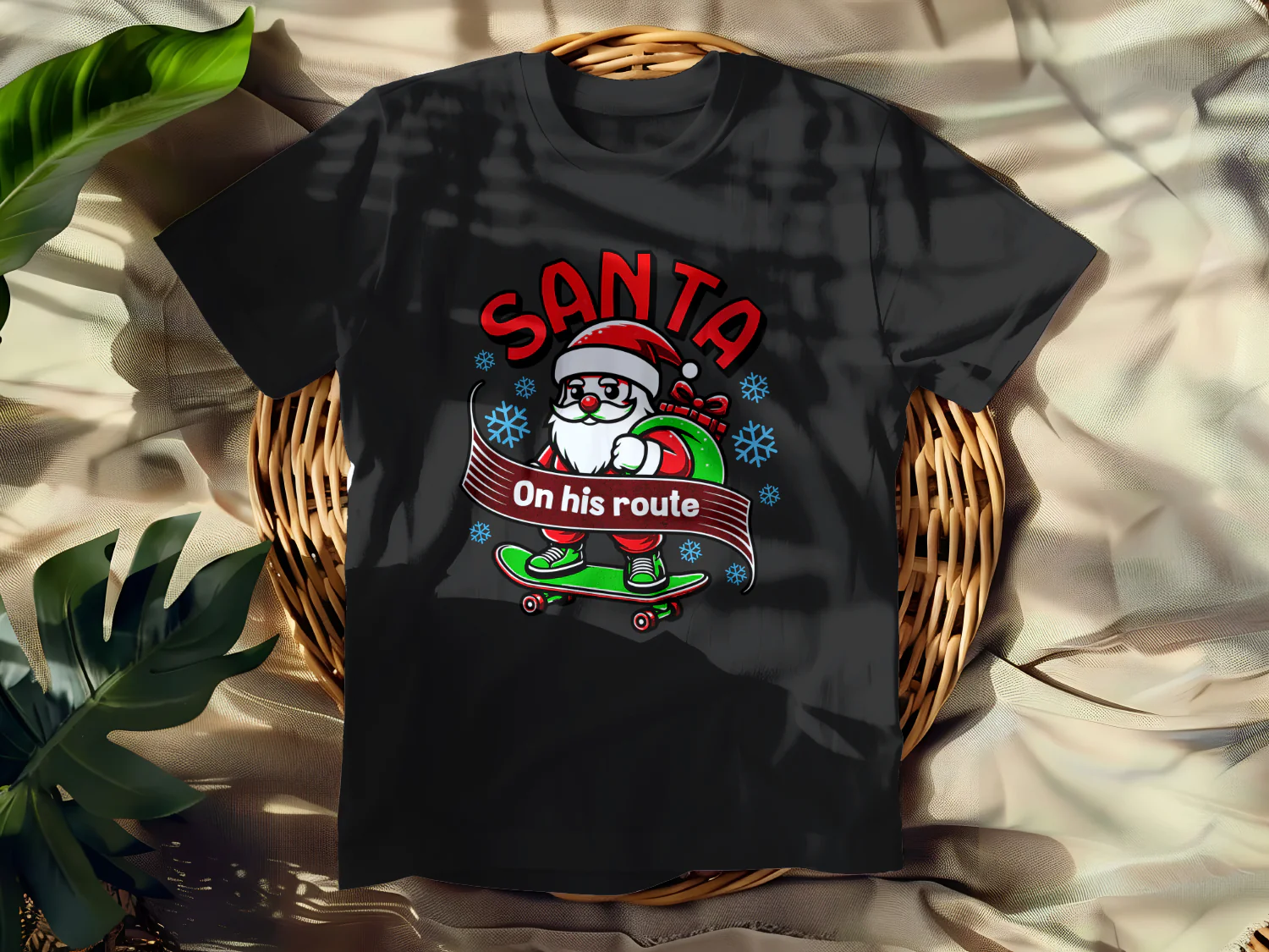 Skateboarding Santa T-Shirt Design for Holiday Fun