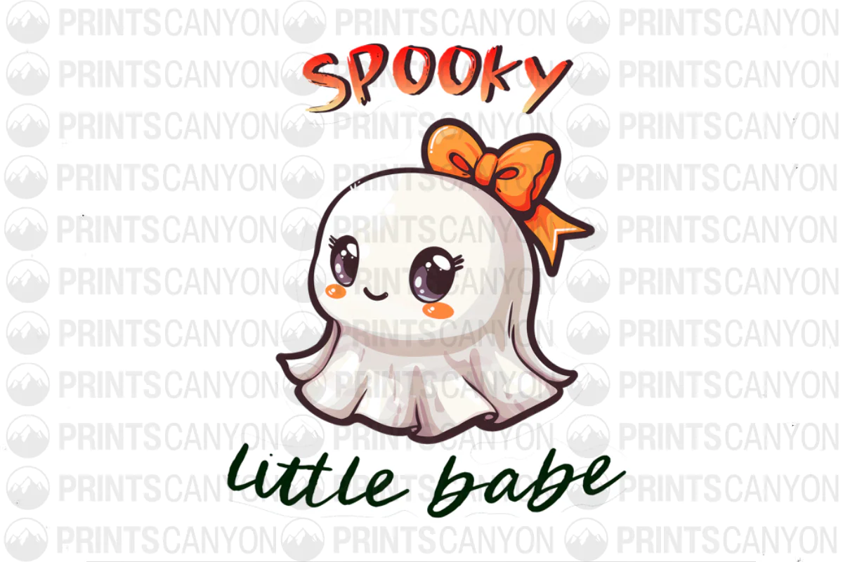 Spooky Little Babe Cute Ghost Printable T-Shirt Graphic 300 DPI Halloween Design