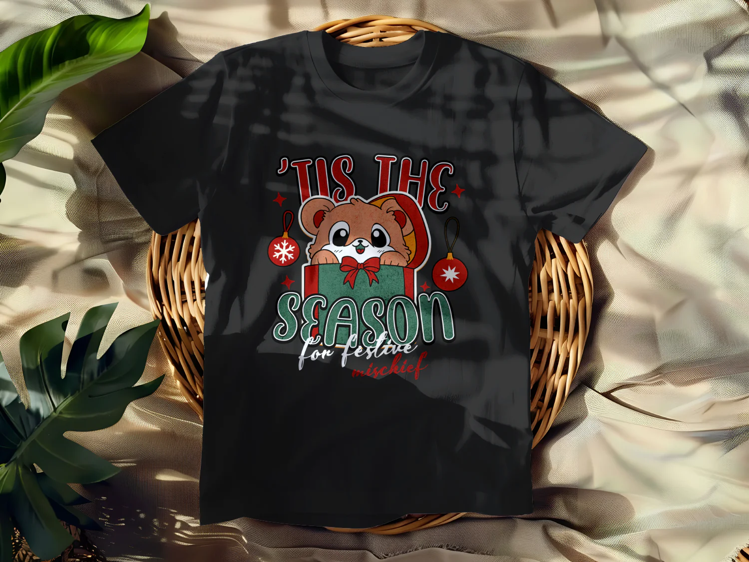 Tis the Season for Festive Mischief Cute Bear T-Shirt Design