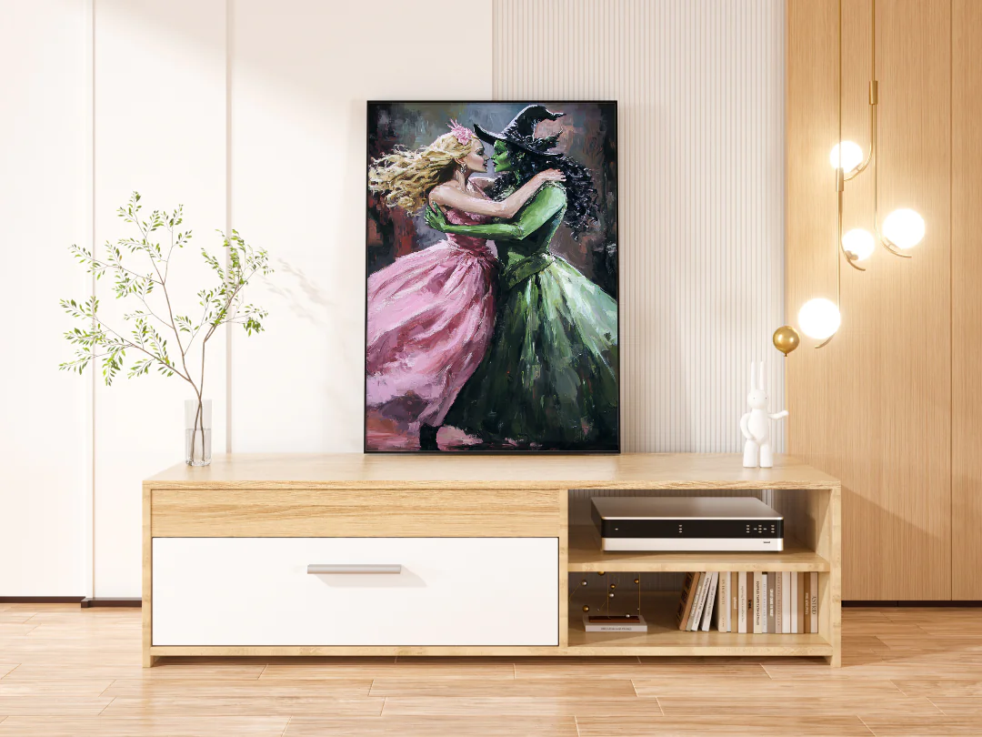Enchanting Embrace: Magical Wall Art of Friendship Between Two Iconic Characters