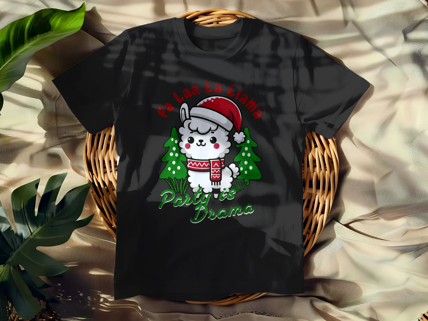 Fa Laa La Llama Party is Drama Christmas T-Shirt Design