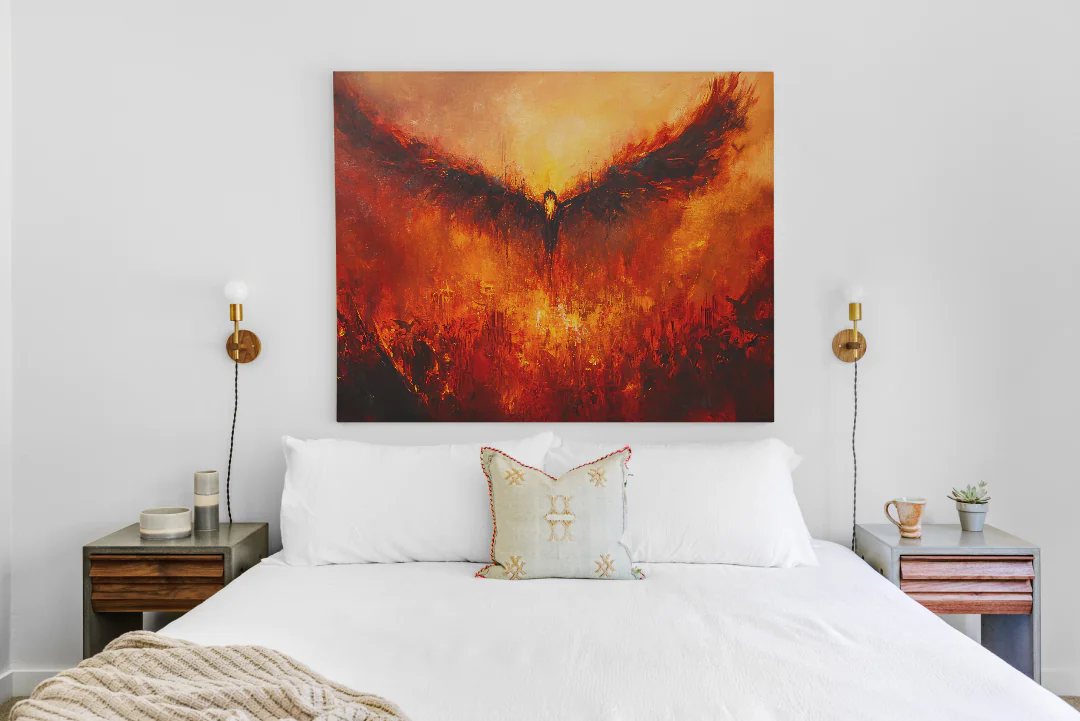 Fiery Phoenix Ascending Wall Art Printable 300DPI Home Decor