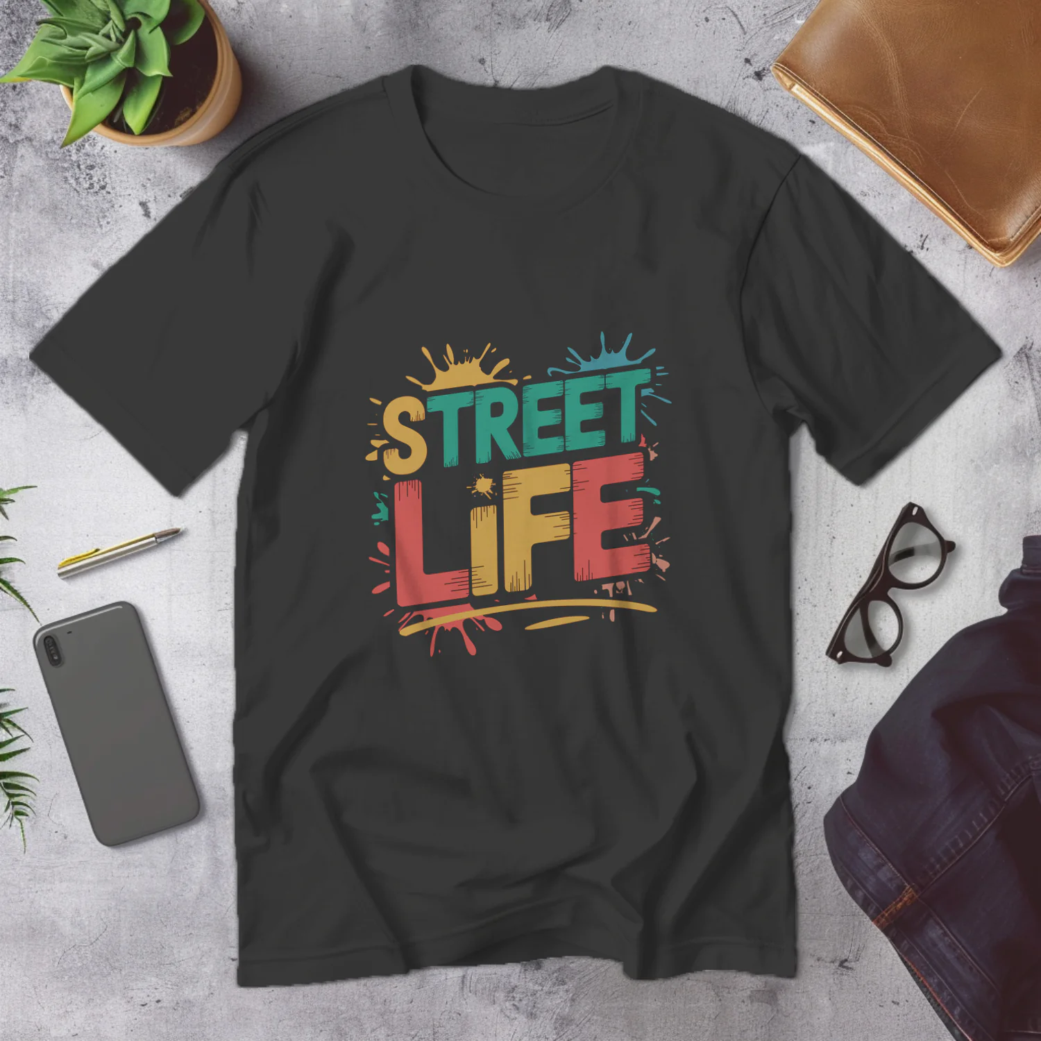 Vibrant Street Life Graphic Design for Urban Wear and Lifestyle Products