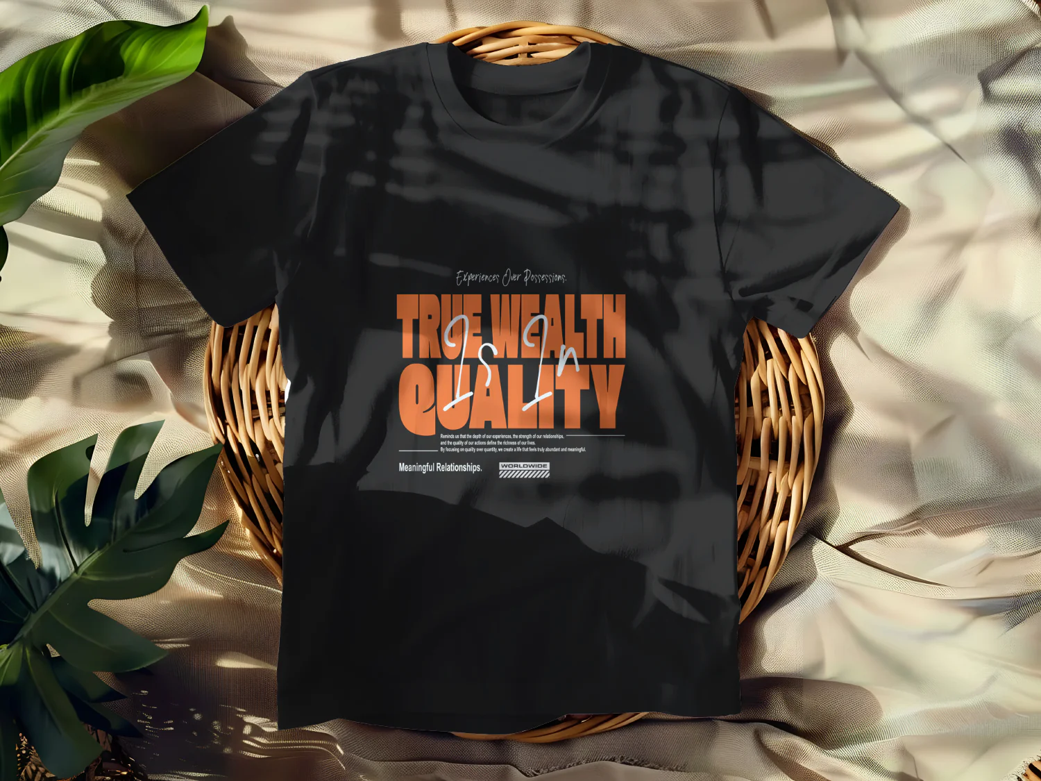 True Wealth Is Quality T-Shirt Design - Experiences Over Possessions