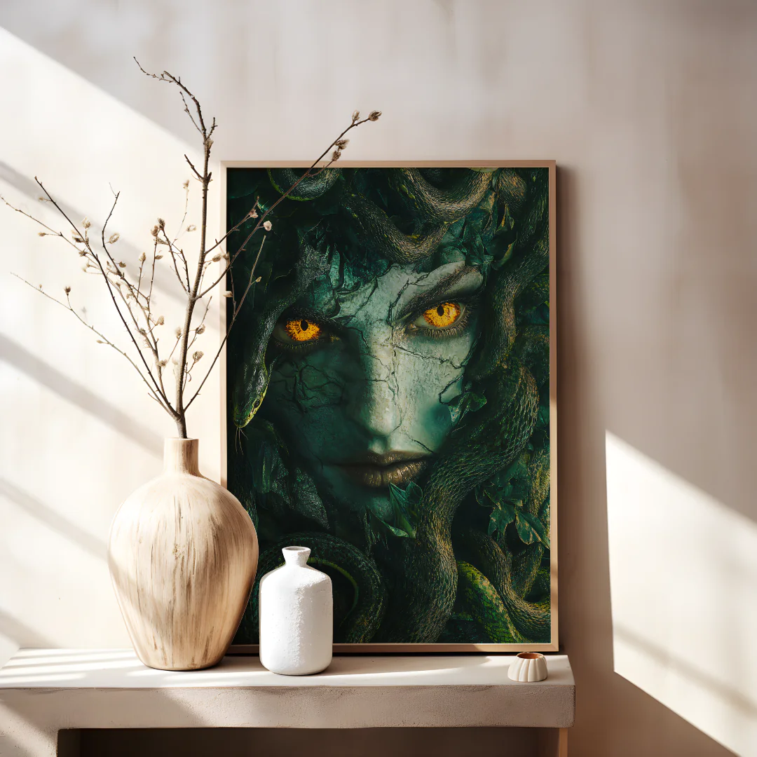 Enigmatic Serpent Queen Printable Wall Art for Unique Home Decor
