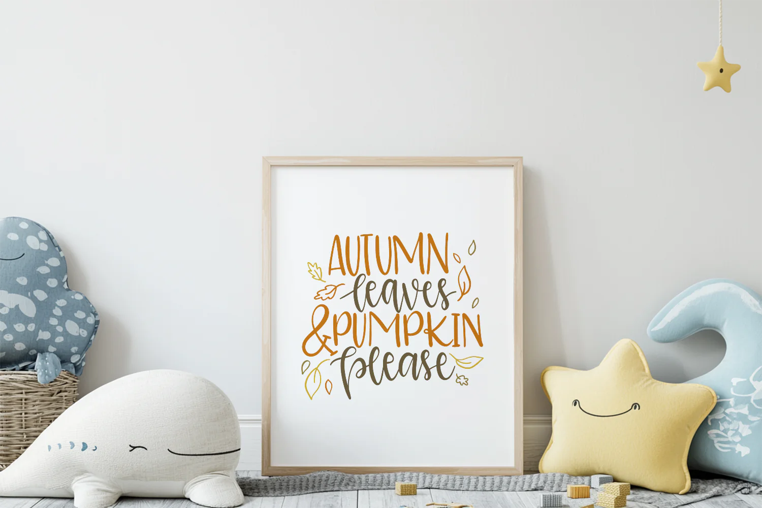 Autumn Leaves and Pumpkin Please Printable Wall Art for Cozy Home Decor