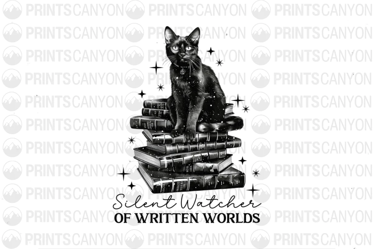 Black Cat Among Books T-Shirt Graphic Design for Book Lovers 300DPI Printable Art
