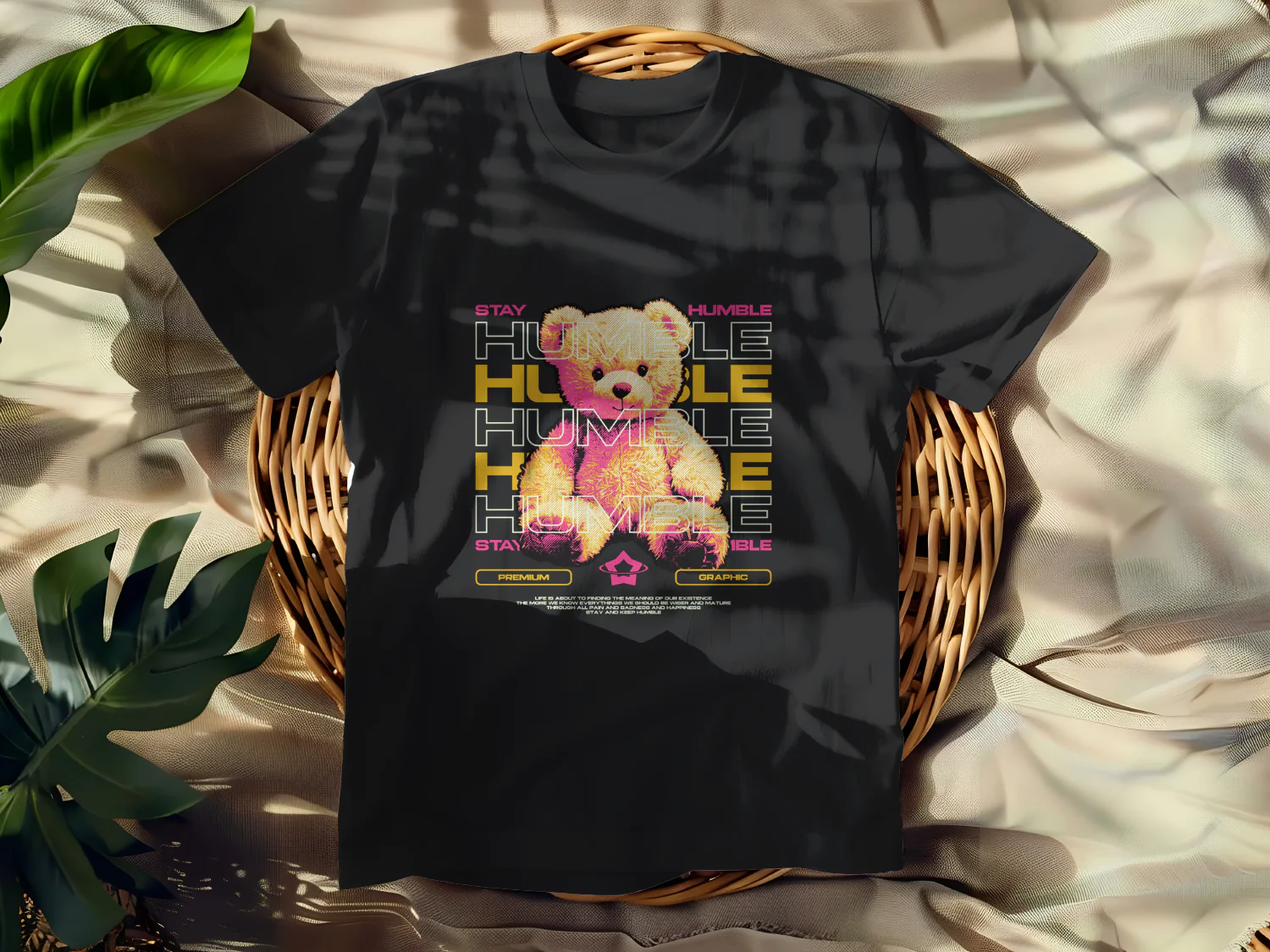 Stay Humble Teddy Bear Graphic T-Shirt Design