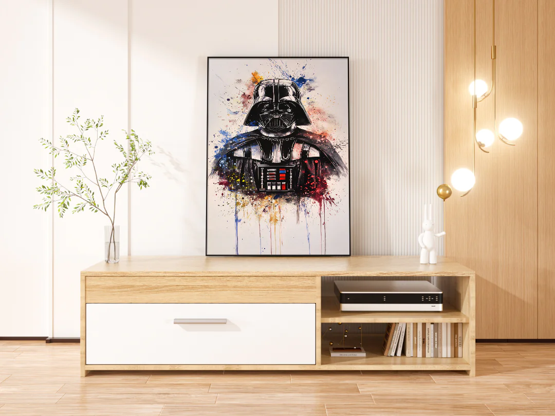 Dramatic Darth Vader Watercolor Print - 300DPI Printable Wall Art for Home Decor