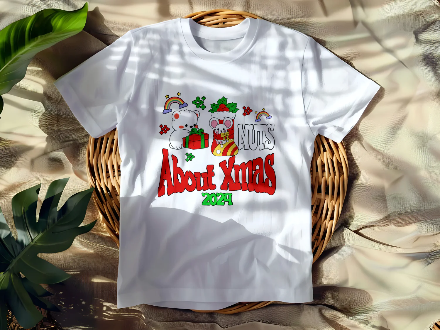 Cute Christmas T-Shirt Design 2024 with Adorable Bears and Mouse Gifts