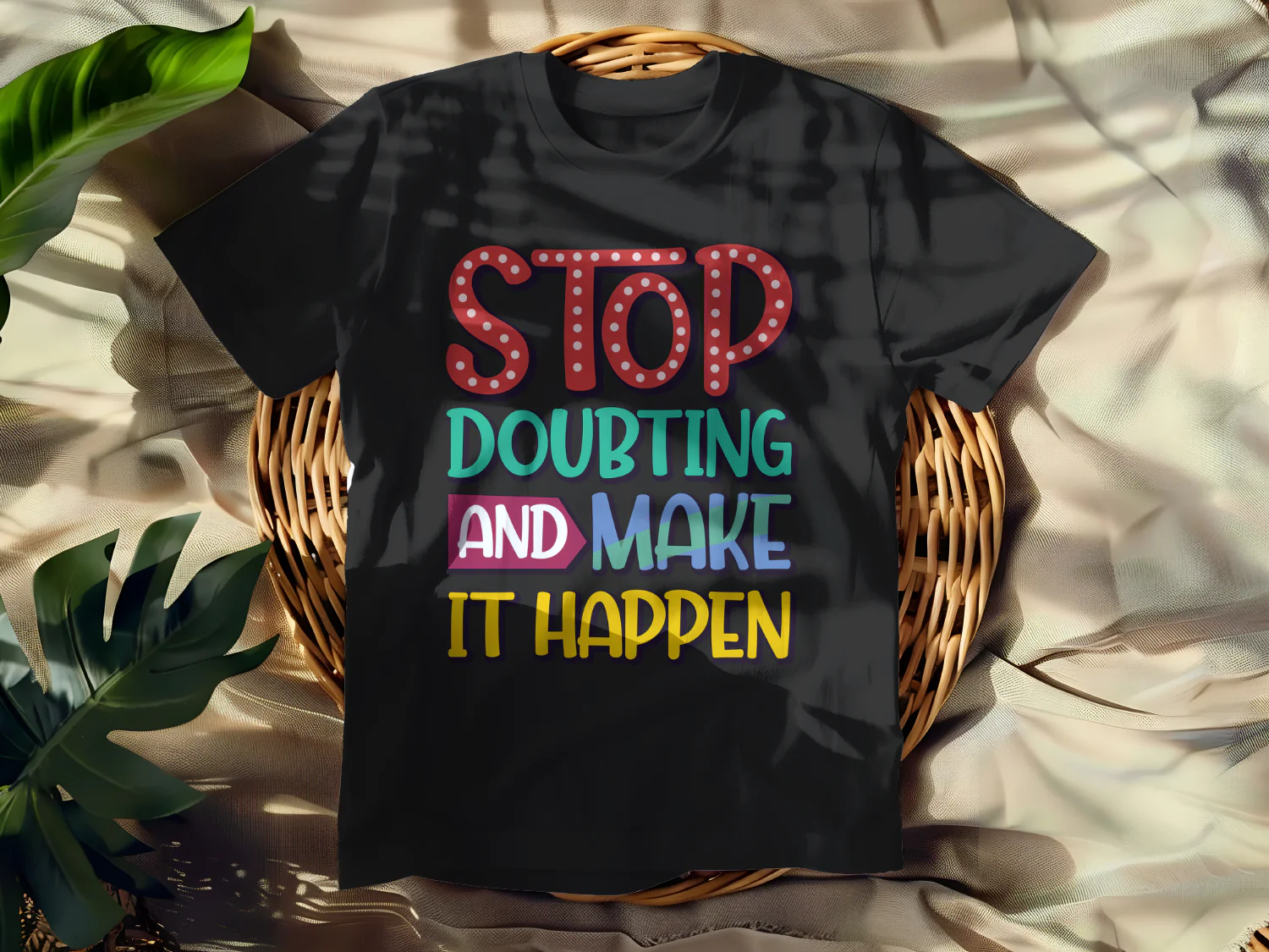Stop Doubting and Make It Happen Inspirational T-Shirt Design