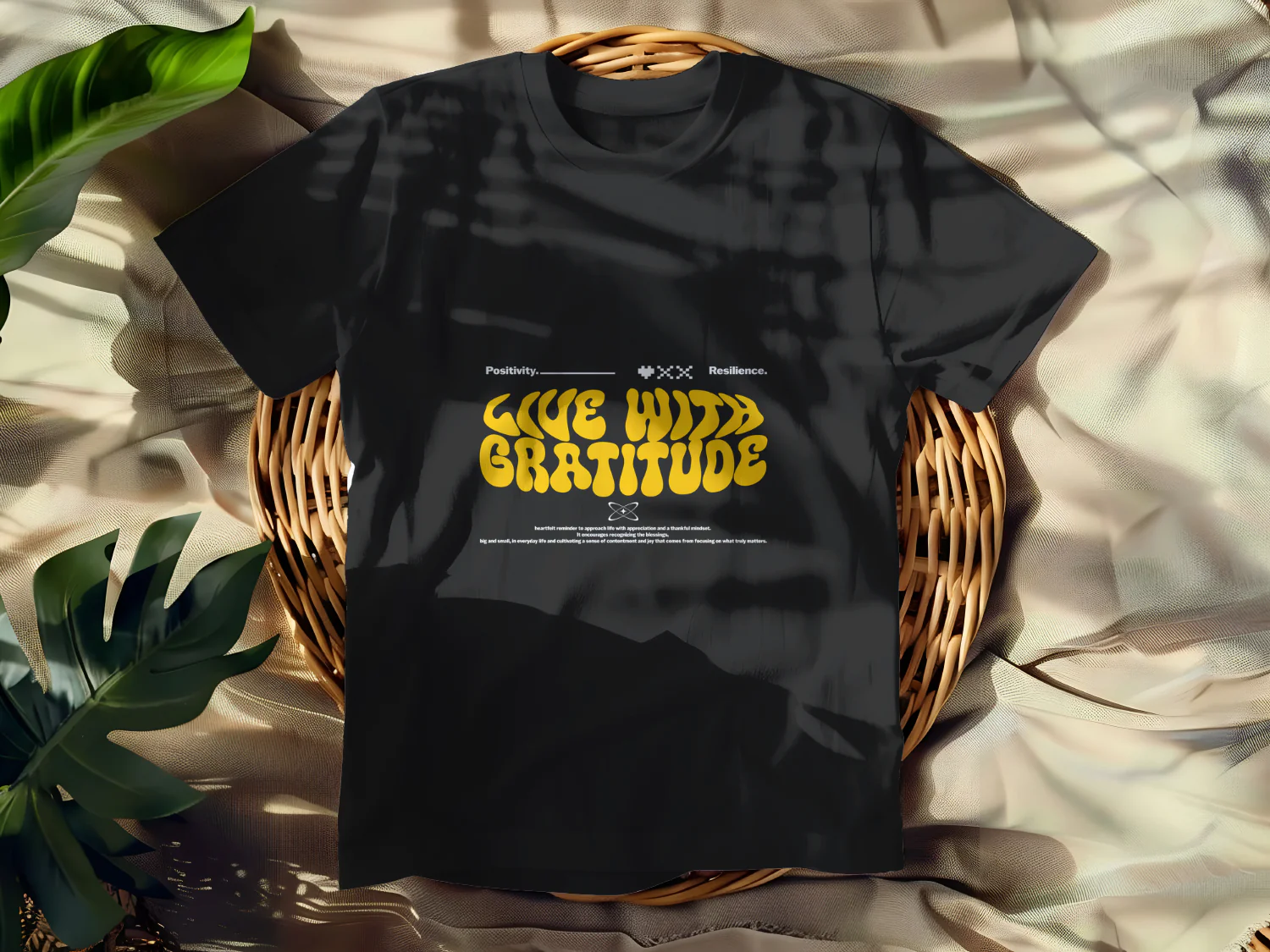 Live with Gratitude T-Shirt Design Inspirational Positivity Resilience Graphic Print