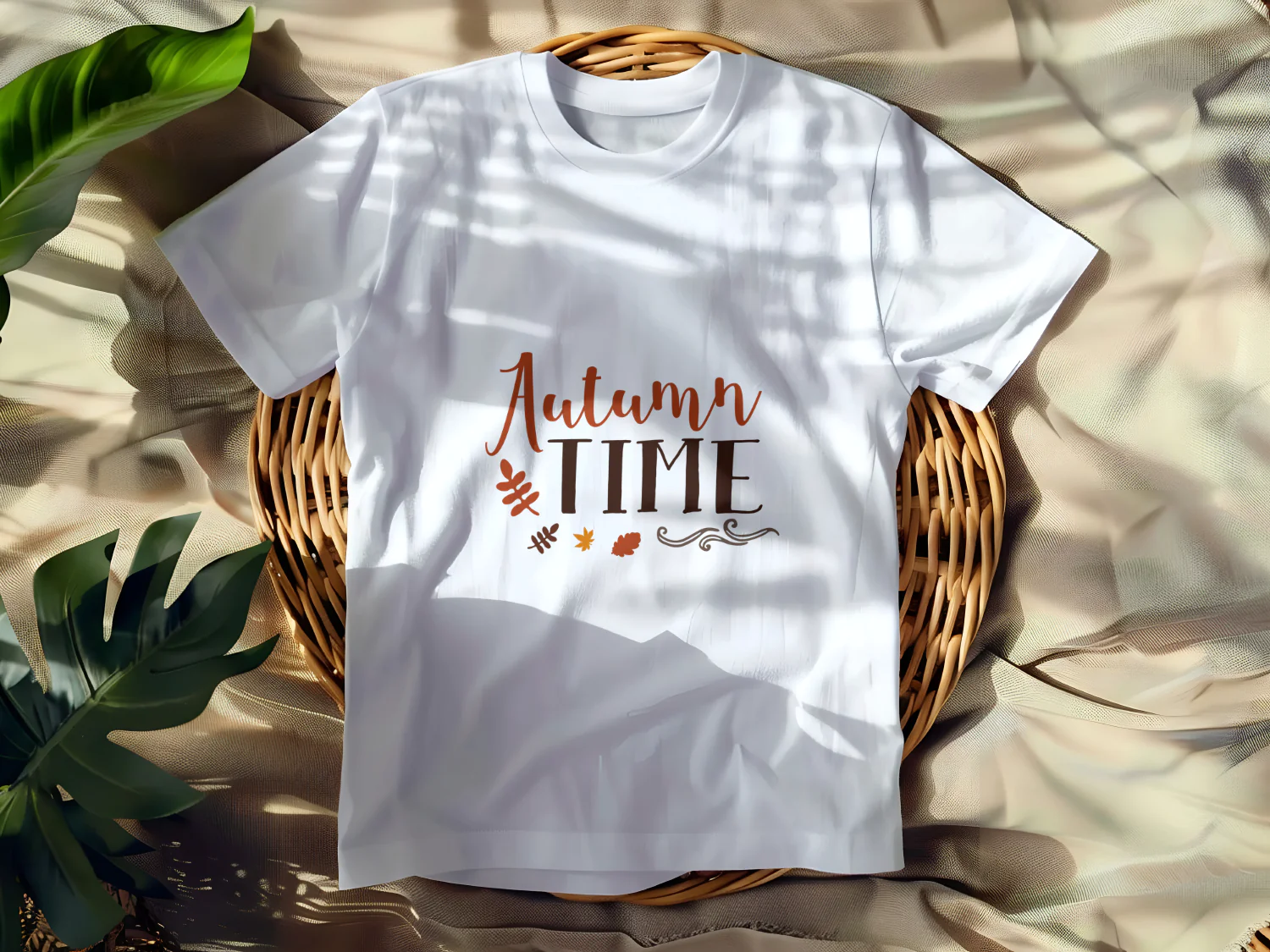 Autumn Time T-Shirt Design with Leaf Graphics for Fall Season Celebrations