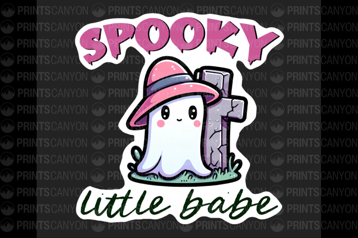 Spooky Little Babe Cute Ghost Printable Sticker Design(1744293013)