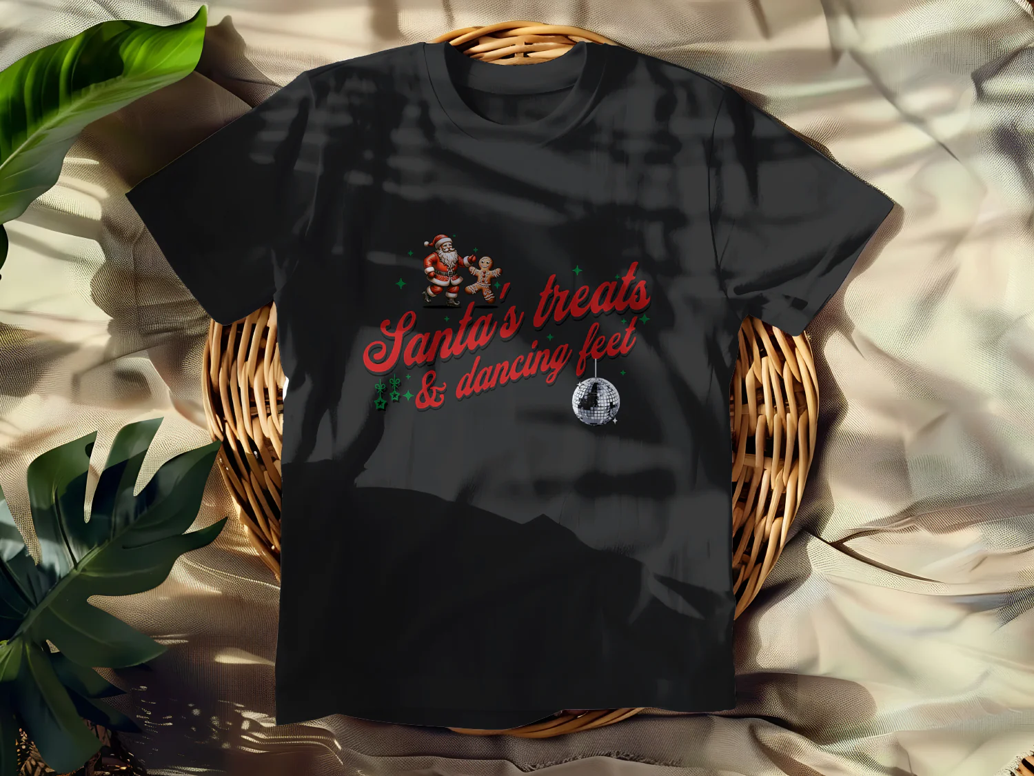 Santa's Treats and Dancing Feet Christmas T-Shirt Design